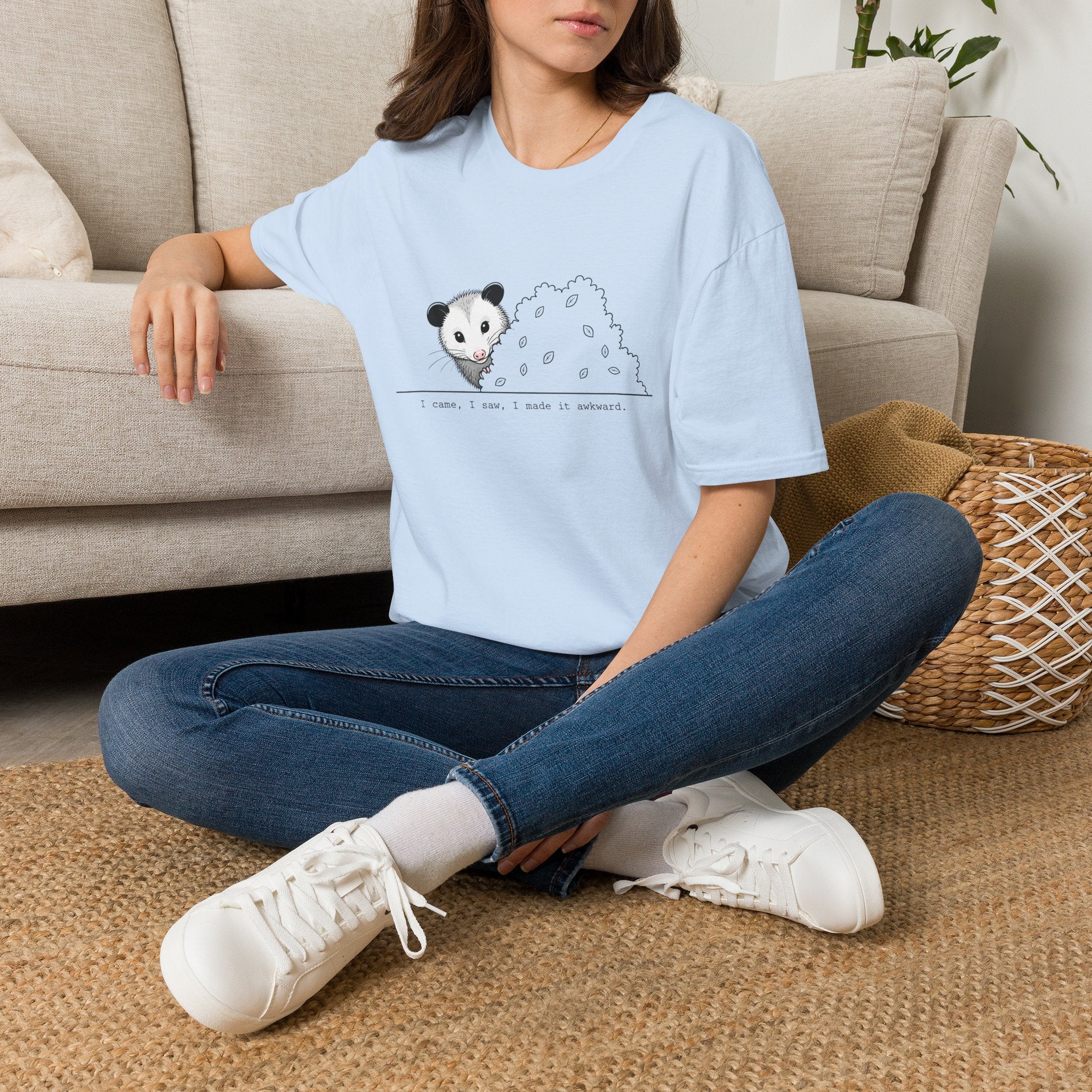 T-Shirt — Cute Possum Pile Illustration “I came, I saw, I made it awkward.”