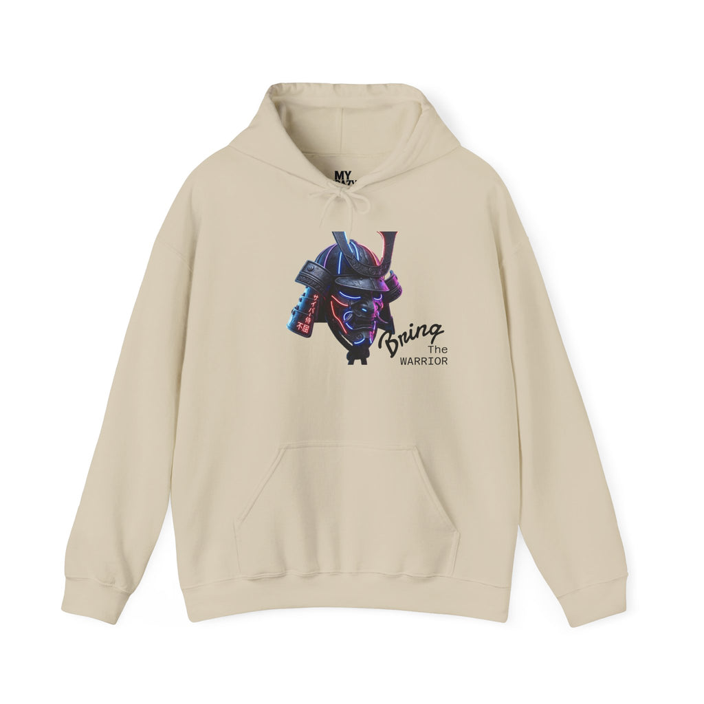 Samurai Mask Hoodie - Neon Ronin 'Bring the Warrior' Graphic Sweatshirt