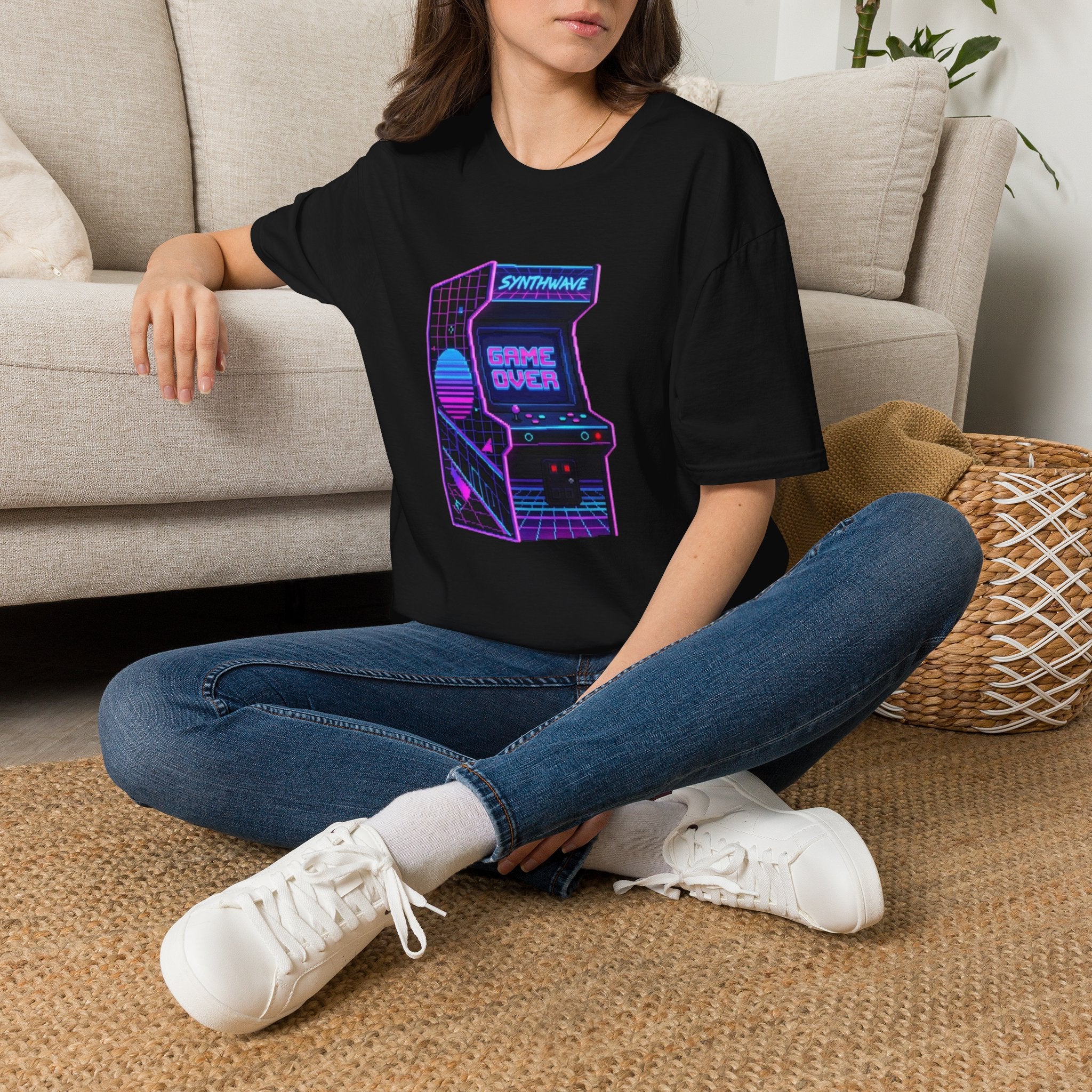 Retro Synthwave Arcade T-Shirt — "Game Over" Graphic